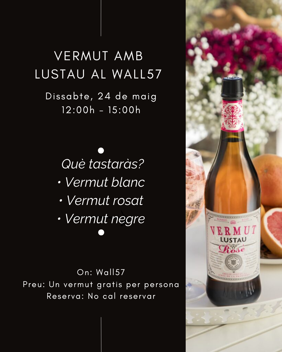 Degustación gratuita de Vermut Lustau en Wall57: blanco, rosado y negro